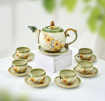 Bộ ấm 6 chén thờ bằng đồng